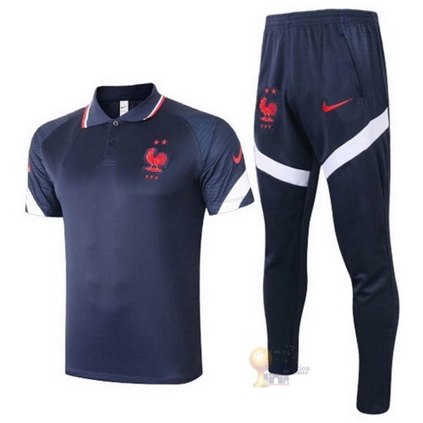 Calcio Maglie Set Completo Polo Francia 2020 Blu Navy